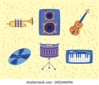 Music and instruments symbol set