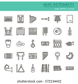 Music Instruments , Thin Line and Pixel Perfect Icons