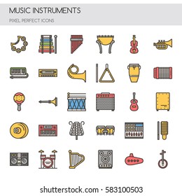 Music Instruments , Thin Line and Pixel Perfect Icons