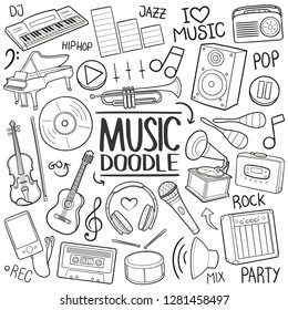 Music Instruments Traditional Doodle Icons Sketch Hand Made Design Vector