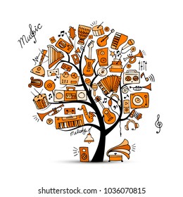 Music instruments tree, sketch for your design