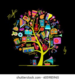Music instruments tree, sketch for your design
