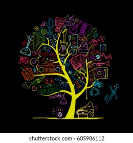 Music instruments tree, sketch for your design