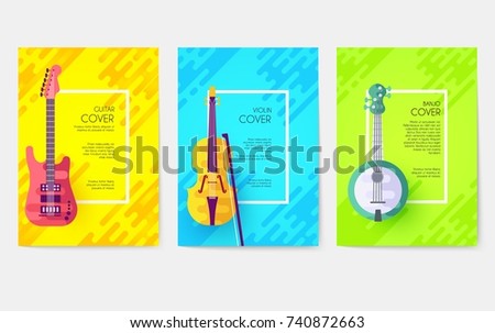 Music instruments vector cards set. Audio tools template of flyer, magazines, poster, book cover, ottoman motifs, element, banners. Layout illustration. Vector greeting card.