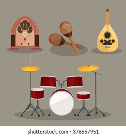 Music instruments vector collecdtion set image design. 