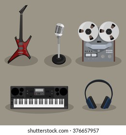 Music instruments vector collecdtion set image design. 