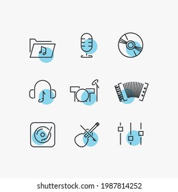 music instruments vector icon set audio sound and music playing instruments 