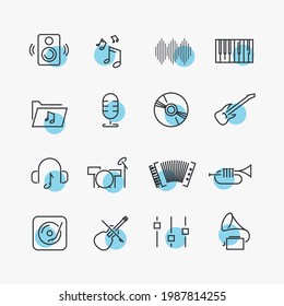 music instruments vector icon set audio sound and music playing instruments 