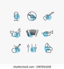 music instruments vector icon set audio sound and music playing instruments 