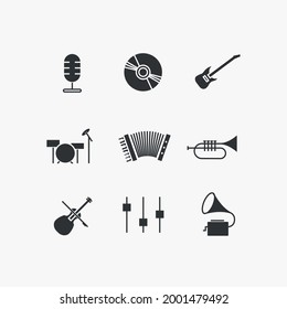 Musikinstrumente, Vektorsymbol-Set für Audio- und Musikspielinstrumente 