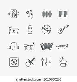 music instruments vector icon set audio sound and music playing instruments 
