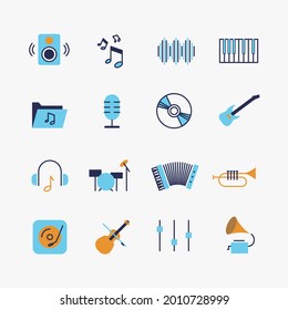 music instruments vector icon set audio sound and music playing instruments 