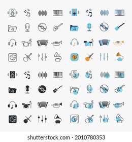 music instruments vector icon set audio sound and music playing instruments 