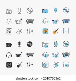 music instruments vector icon set audio sound and music playing instruments 