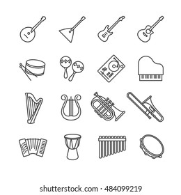 music instruments. vector stock icons set