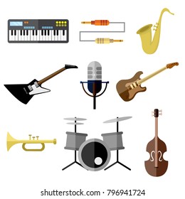 Music Intrument Band Equipment Vector Illustration Graphic Set