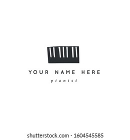 Music isolated logo template. Vector hand drawn piano icon. For business identity and branding, for music shops and cafe, for musicians, performers and singers.