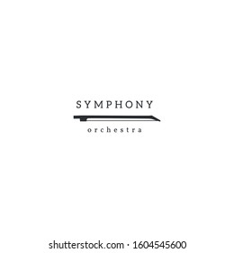Music isolated logo template with a violin bow vector hand drawn icon. For business identity and branding, for music shops and cafe, for musicians, performers and singers.