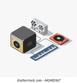 Music isometric concept vector illustration