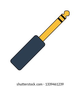 Music jack plug-in icon. Flat color design. Vector illustration.