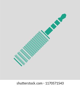Music jack plug-in icon. Gray background with green. Vector illustration.