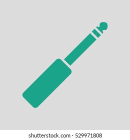 Music jack plug-in icon. Gray background with green. Vector illustration.