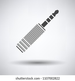 Music jack plug-in icon on gray background, round shadow. Vector illustration.