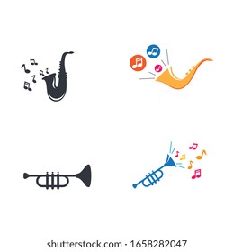 Music jazz logo icon vector illustration
