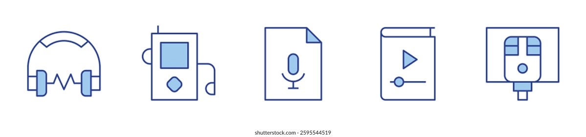 music, karaoke, music player, audio file. Audio Icon vector illustration. Line Duotone style. Editable stroke.