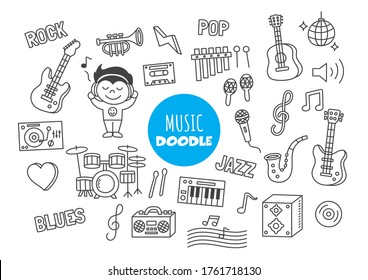 music kawaii doodle vector hand drawing style