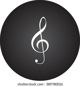 Music key clef  simple icon  on round background