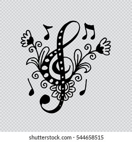 Music key doodle style. Hand drawing illustration.