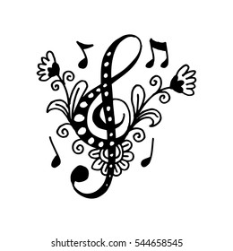 Music key doodle style. Hand drawing illustration.