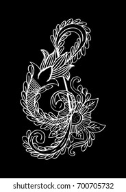 Music key doodle style. Hand drawing illustration.