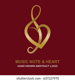 Music key and heart.
Music theme logo and icon design template.