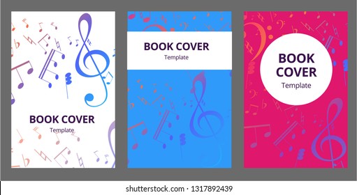 Music key nd notes vector brochure cards set. Audio tools template of flyear, magazines, poster, book cover, banners. Concert invitation concept background. Layout illustration modern page background