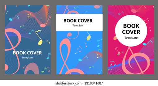 Music key nd notes vector brochure cards set. Audio tools template of flyear, magazines, poster, book cover, banners. Concert invitation concept background. Layout illustration modern page background