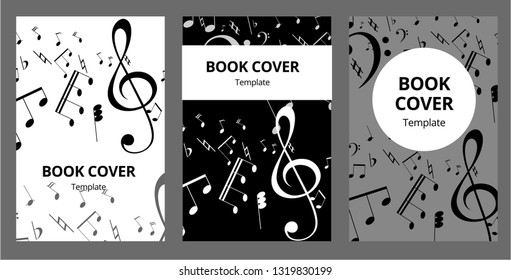 Music key nd notes vector brochure cards set. Audio tools template of flyear, magazines, poster, book cover, banners. Concert invitation concept background. Layout illustration modern page background