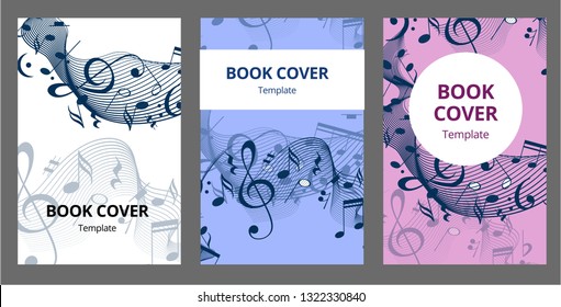 Music key nd notes vector brochure cards set. Audio tools template of flyear, magazines, poster, book cover, banners. Concert invitation concept background. Layout illustration modern page background