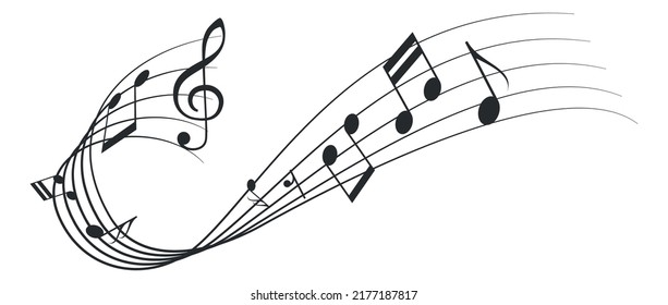 Music key on note bearer. Melody flow swirl