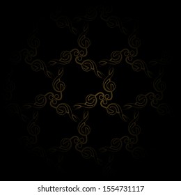 Music key pattern black gold center focus