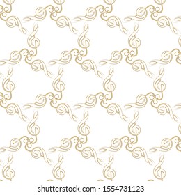 Music key pattern gold white blackground