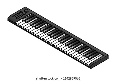 A music keyboard MIDI controller with 49 keys.