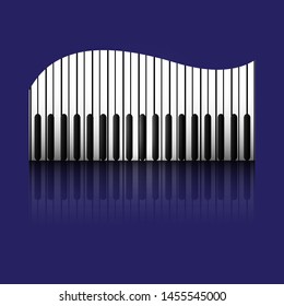 Music, keys, the piano, a dark blue background, reflexion