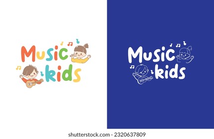 Music kids logo design template