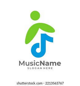 Music Kids Logo Vector Icon Illustration. Child Music logo design template