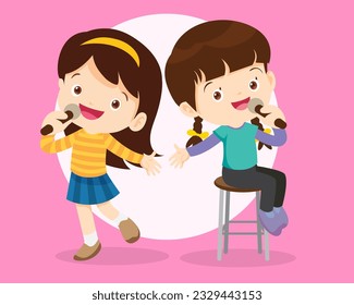 Music kids.Play music concept of music school.Cartoon dancing kids and kids with musical instruments.cute child musician various actions playing music