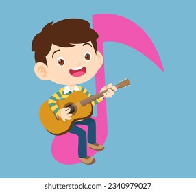 Music kids.Play music concept of music school.Cartoon dancing kids and kids with musical instruments.cute child musician various actions playing music