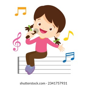 Music kids.Play music concept of music school.Cartoon dancing kids and kids with musical instruments.cute child musician various actions playing music