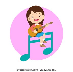 Music kids.Play music concept of music school.Cartoon dancing kids and kids with musical instruments.cute child musician various actions playing music